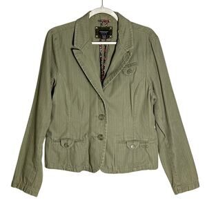 American Eagle Sz‎ XL 100% Cotton Blazer Jacket Green Y2K 2000s Embroidered Logo